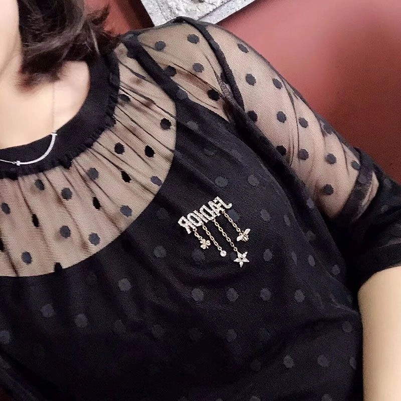 J'Adior Brooch with Bee Star Clover White Crystals Silver - Image 3