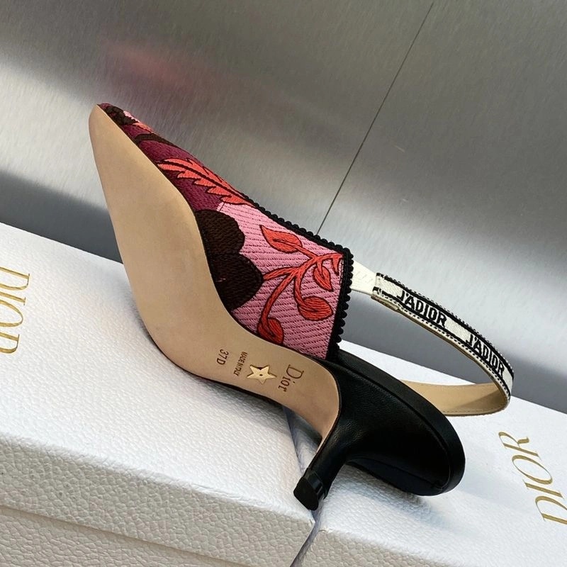 J'Adior Slingback Pumps Women Jardin Indien Motif Canvas Red - Image 5