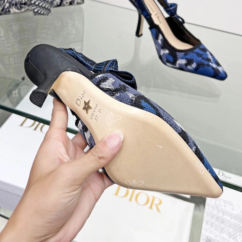 J'Adior Slingback Pumps Women Mizza Motif Canvas Blue - Image 3