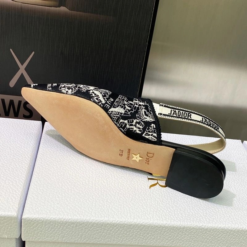 J'Adior Slingback Pumps Women Plan de Paris Motif Canvas Black - Image 7