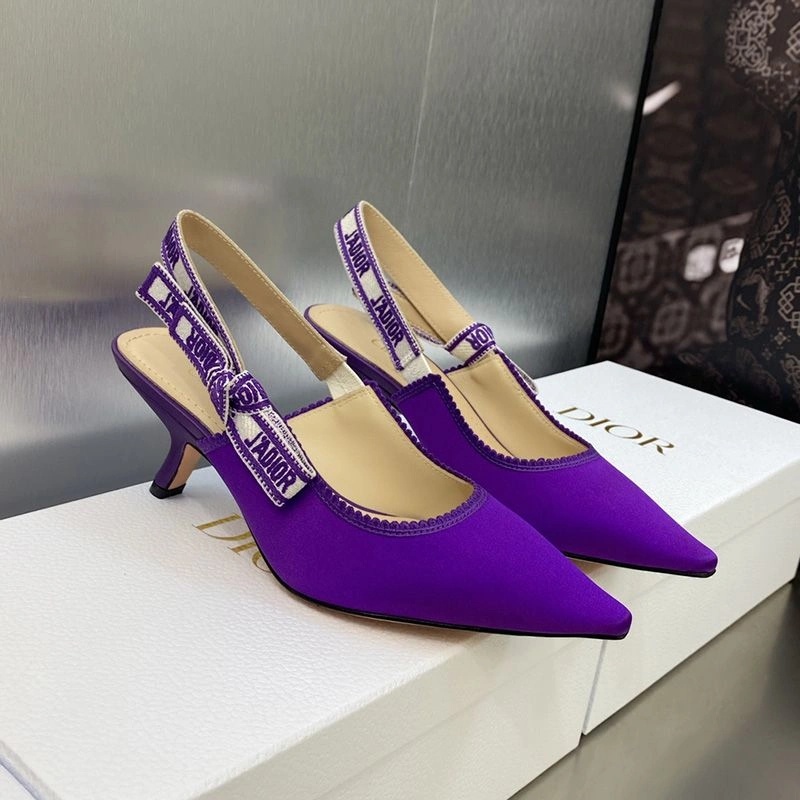 J'Adior Slingback Pumps Women Satin and Cotton Purple - Image 4
