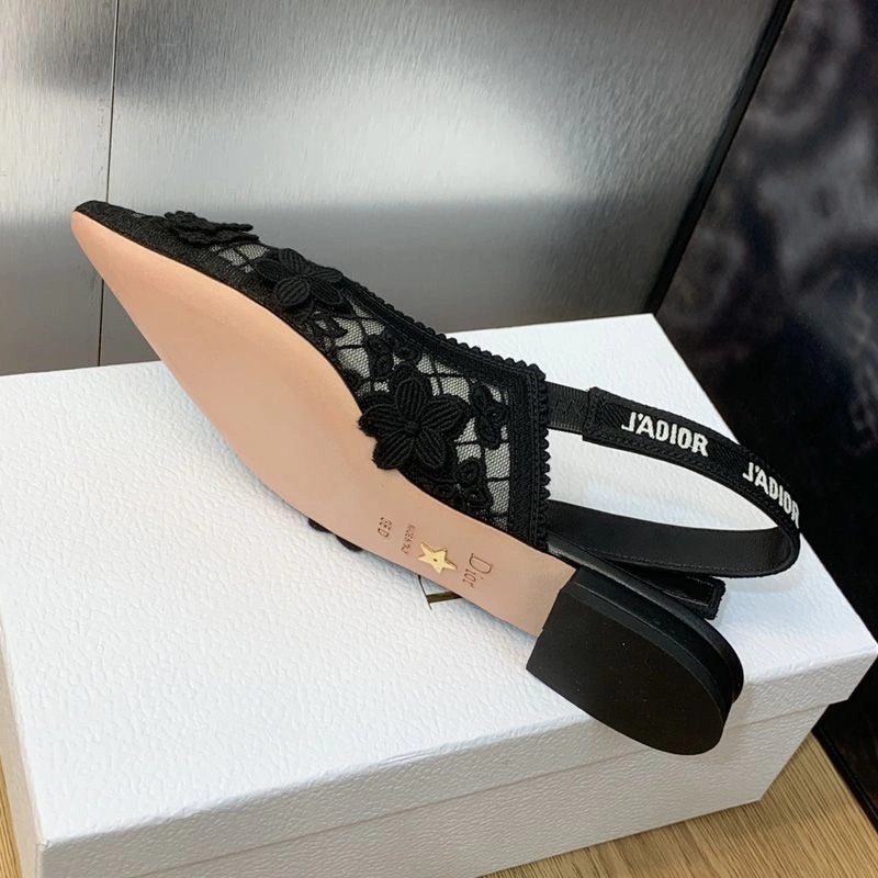 J'Adior Slingback Pumps Women 3D D-lace Motif Transparent Mesh Black - Image 7