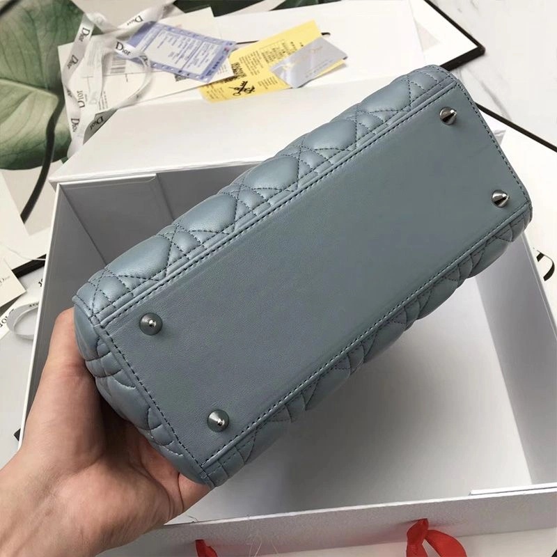 Medium Lady Dior Bag Cannage Lambskin Sky Blue Silver - Image 3