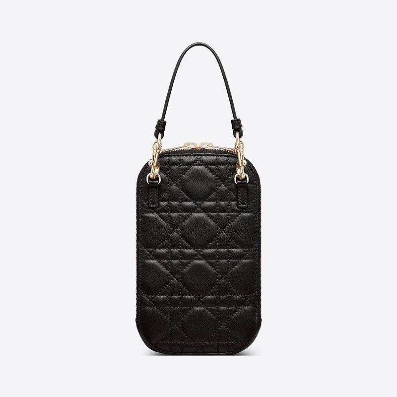 Lady Dior Phone Holder Cannage Lambskin Black - Image 3