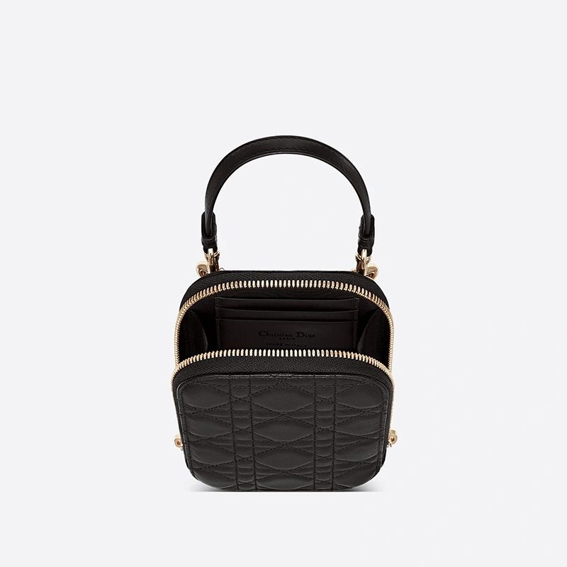 Lady Dior Phone Holder Cannage Lambskin Black - Image 4