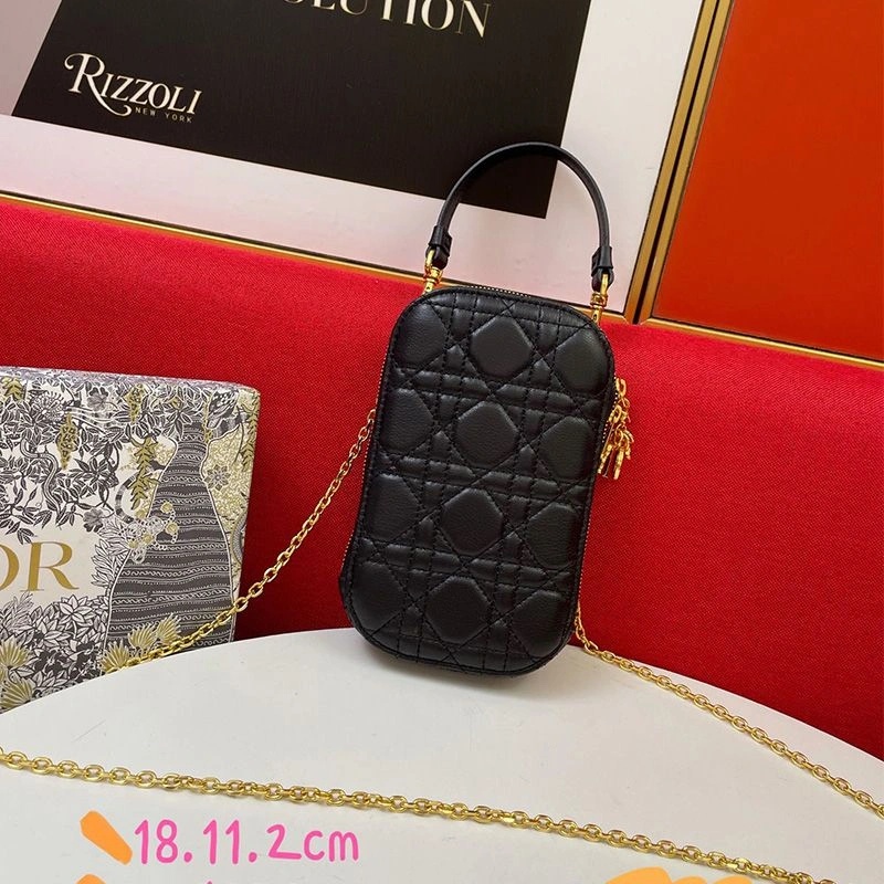 Lady Dior Phone Holder Cannage Lambskin Black - Image 5