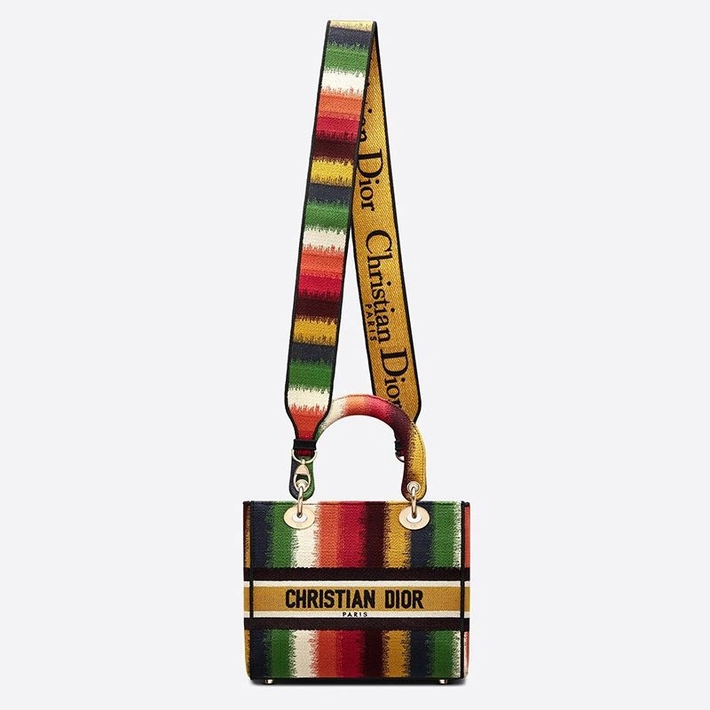 Medium Lady D-lite Bag D-Stripes Motif Canvas Multicolor - Image 5