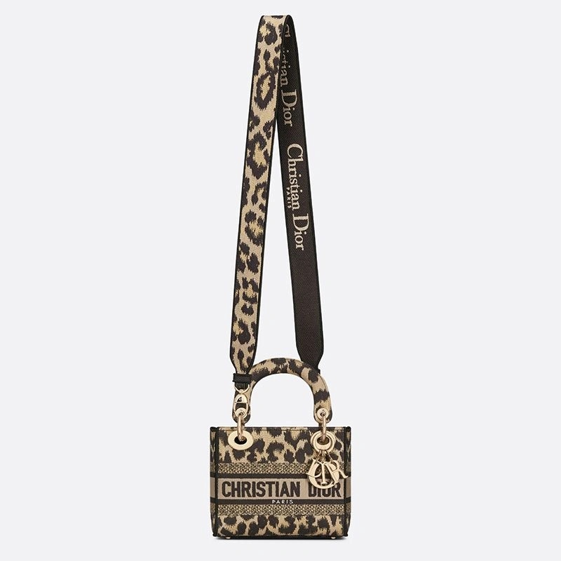 Mini Lady D-lite Bag Mizza Motif Canvas Beige - Image 5