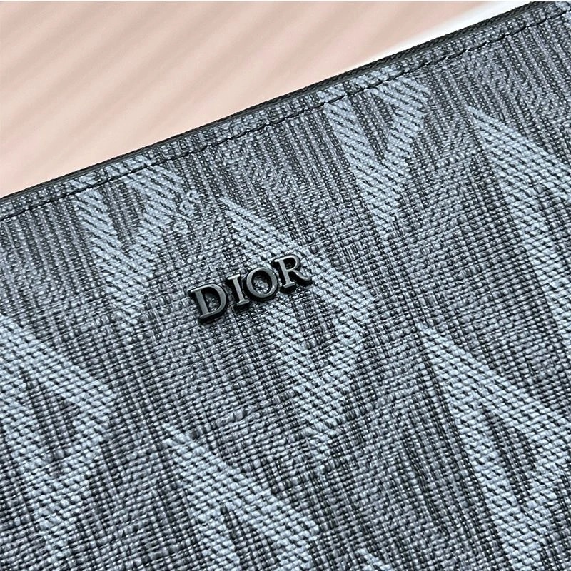 Large Dior Zip Wallet CD Diamond Motif Calfskin Black - Image 3
