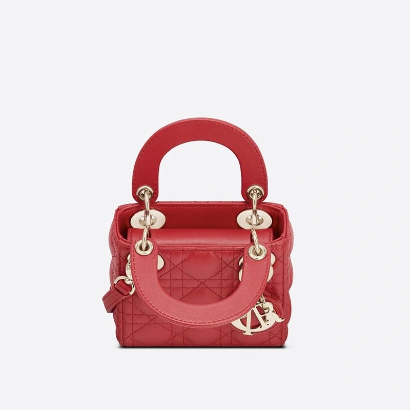 Micro Lady Dior Bag Cannage Lambskin Red - Image 3