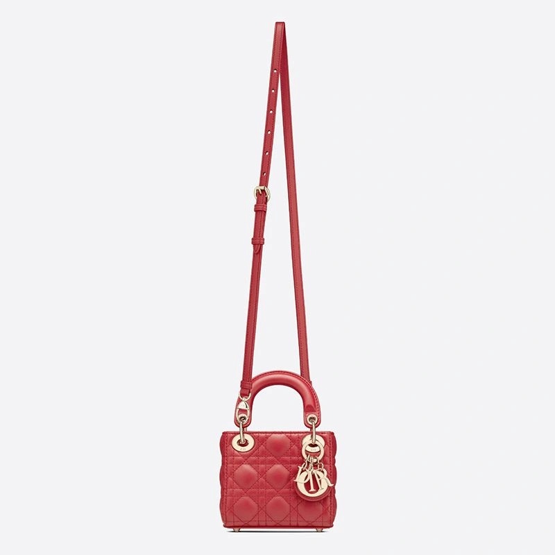 Micro Lady Dior Bag Cannage Lambskin Red - Image 4