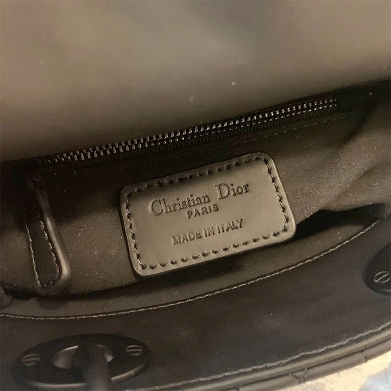 Mini Lady Dior Bag Ultramatte Cannage Calfskin Black - Image 4