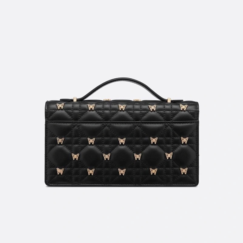 Miss Dior Top Handle Bag with Butterfly Studs Cannage Lambskin Black - Image 3