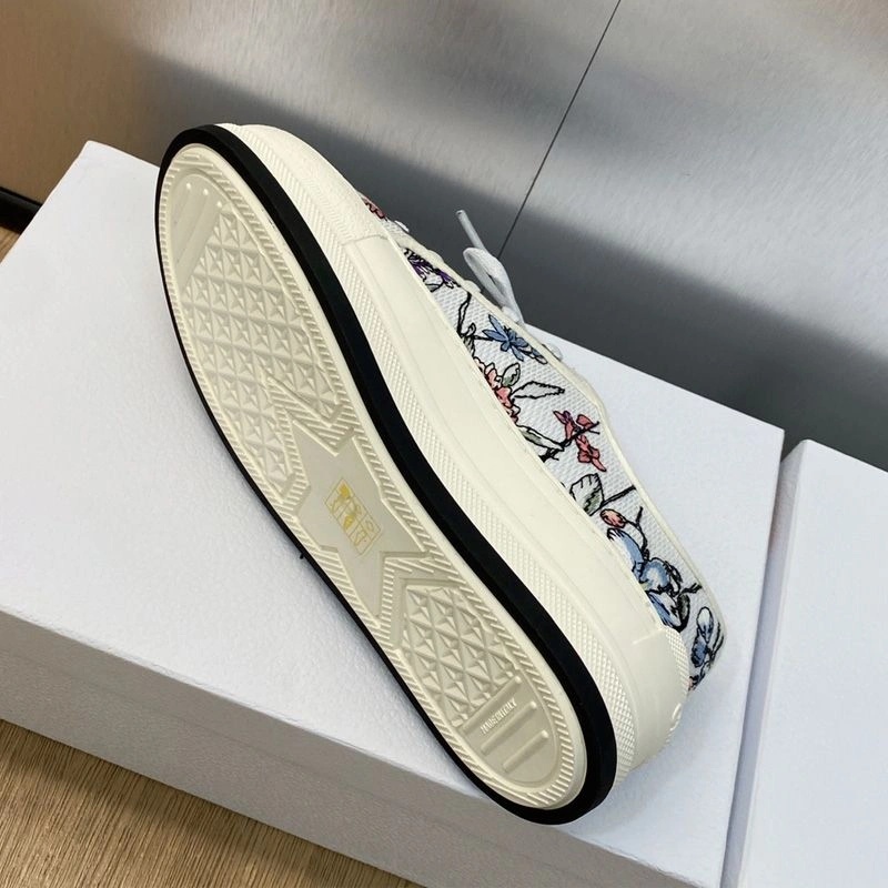 Walk'n'Dior Platform Sneakers Unisex Florilegio Motif Canvas White Pink - Image 4