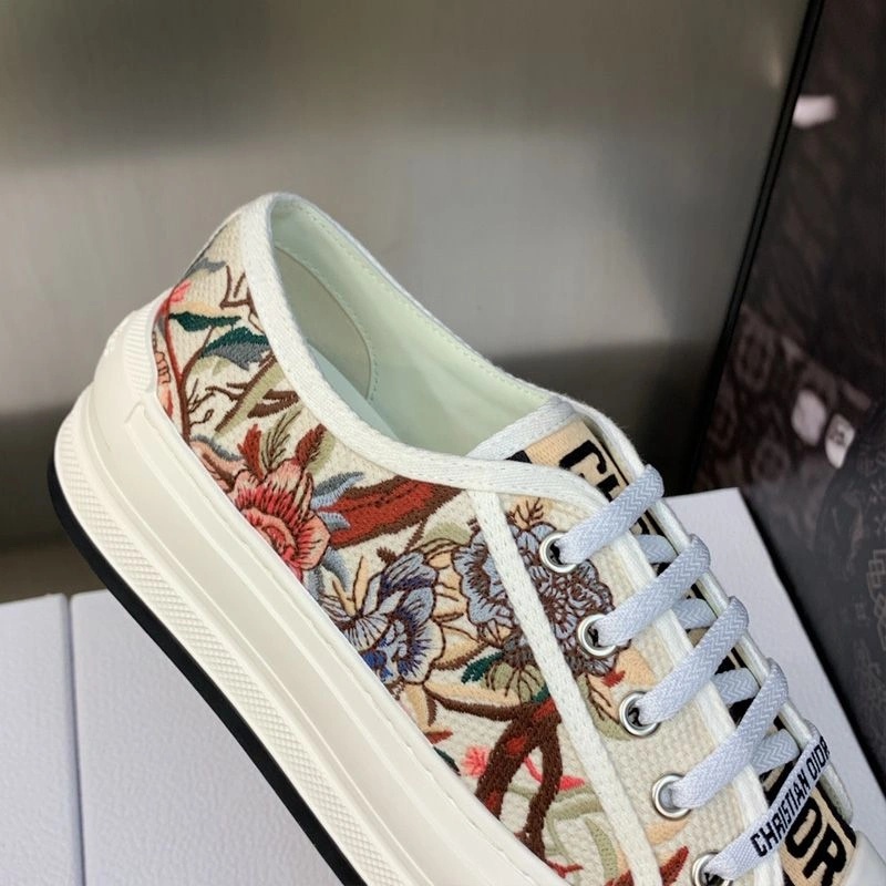 Walk'N'Dior Platform Sneakers Unisex Jardin d'Hiver Motif Canvas White - Image 3