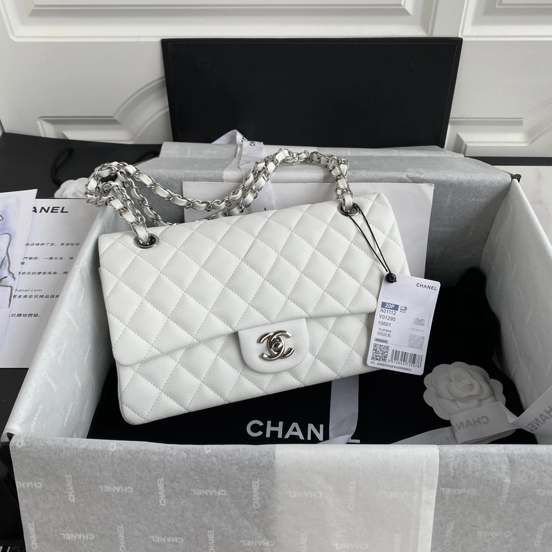 NewStyle CHANEL A01112 White Large 2.55 Calfskin Leather Flap Bag 296